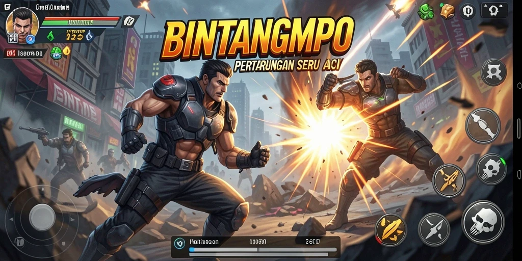 Tampilan seru gameplay BINTANGMPO yang penuh aksi.