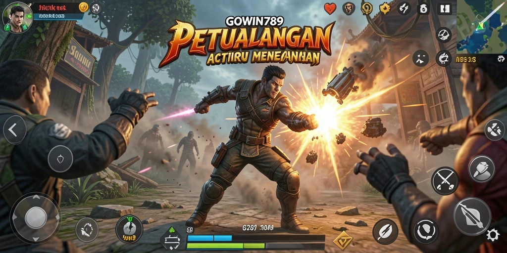 Tampilan utama GOWIN789 menampilkan aksi pertempuran seru.
