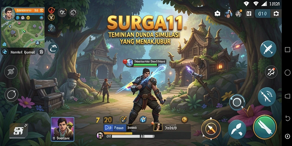 Tampilan gameplay SURGA11 dengan grafis yang menawan dan interaksi sosial.